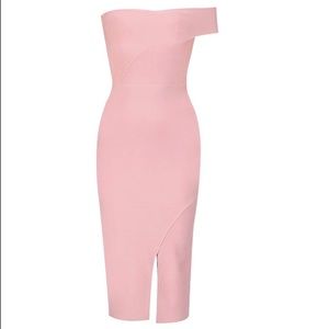 Light Pink Off the Shoulder Midi Dress